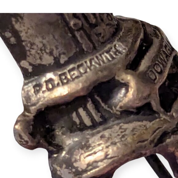 Antique PD Beckwith Round Oak Stove Advertising Silver Stick Pin 2.5" - Picture 9 of 11